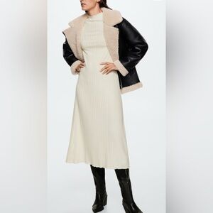 Mango Cream  knit midi Dress